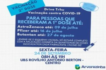 ATENÇÃO‼️  2ª DOSE DA VACINA CONTRA A COVID-19 SERÁ NA SEXTA-FEIRA, 24 DE SETEMBRO