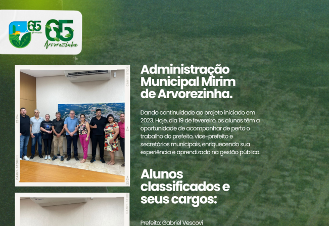 Alunos selecionados acompanham de perto gestão municipal em Arvorezinha/RS.