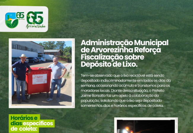 Administração Municipal de Arvorezinha Reforça Fiscalização sobre Depósito de Lixo.